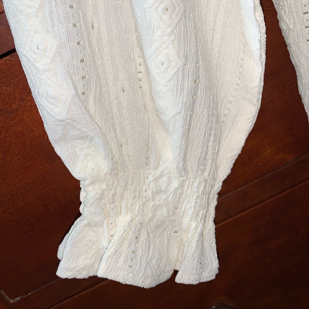 Frye "Salt Breeze " Creamy Pale Yellow Blouse with Textured Design - Picture 3 of 5